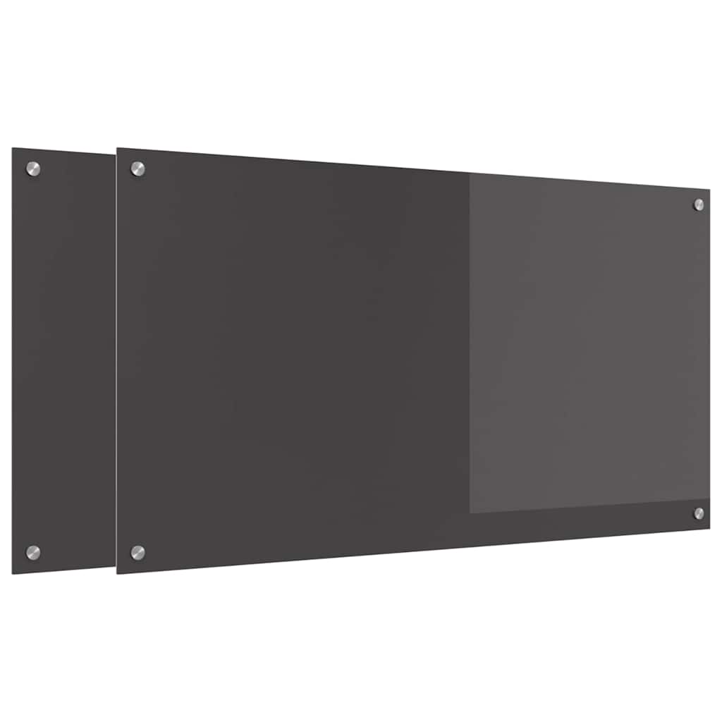 Vidaxl keuken spatscherm 2 pcs donkergrijs 110 x 60 cm gehard glas
