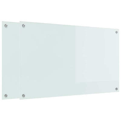 Vidaxl keuken achterwand 2 pcs wit 100 x 60 cm gehard glas