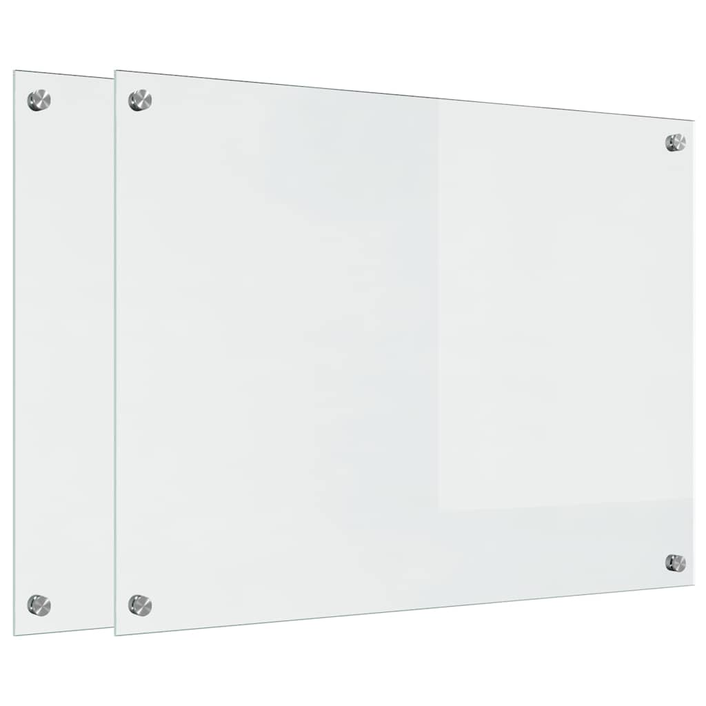 Vidaxl keuken achterwand 2 pcs doorzichtig 80 x 60 cm gehard glas