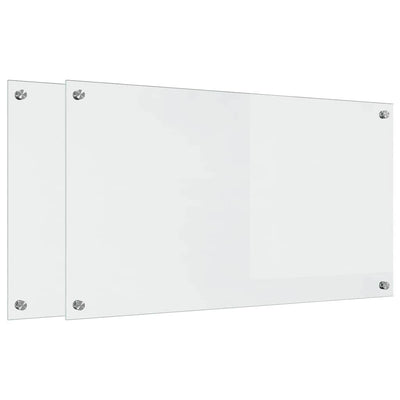Vidaxl keuken achterwand 2 pcs doorzichtig 90 x 50 cm gehard glas