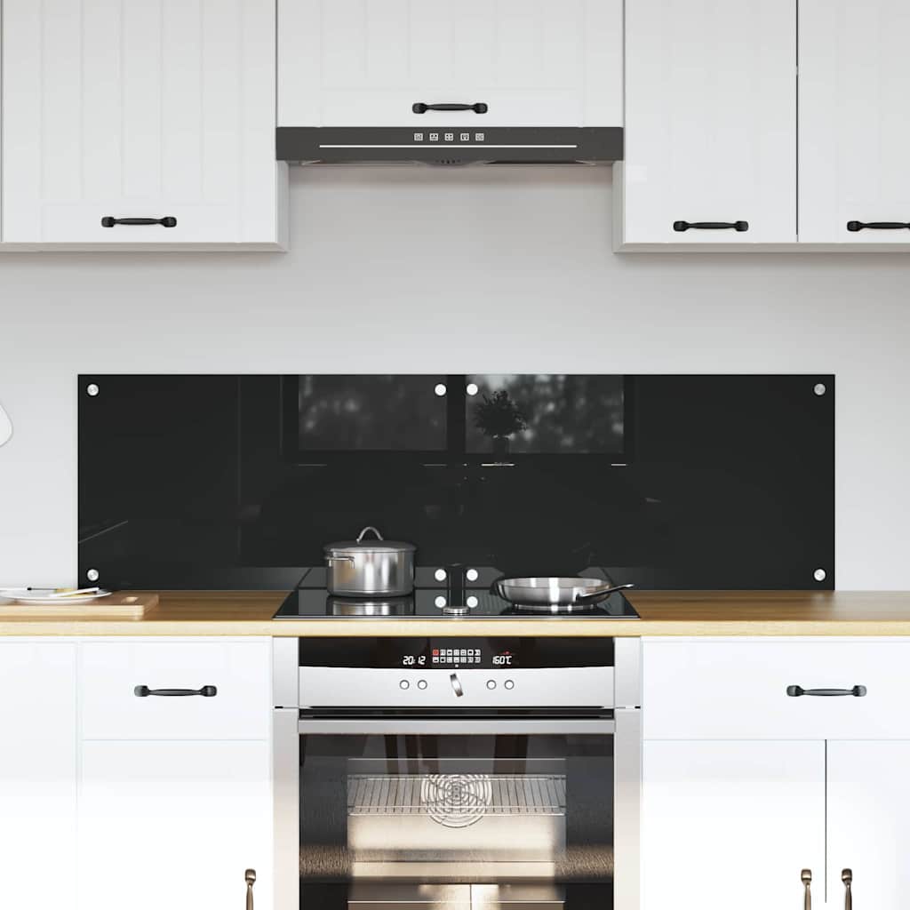 Vidaxl keukenachterwand 2 st zwart 70 x 40 cm gehard glas