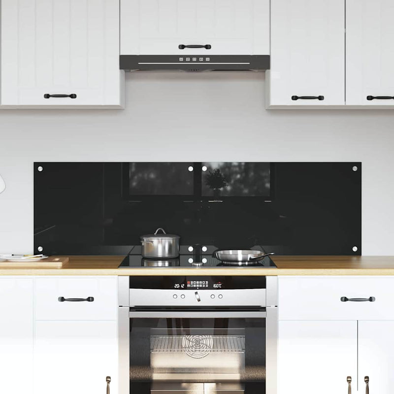 Vidaxl keuken achterwand 2 pcs zwart 70 x 40 cm gehard glas