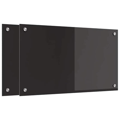 Vidaxl keuken achterwand 2 pcs zwart 70 x 40 cm gehard glas