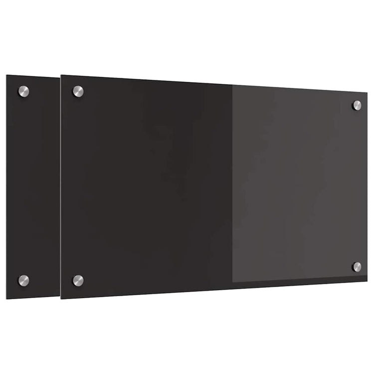 Vidaxl keukenachterwand 2 st zwart 70 x 40 cm gehard glas