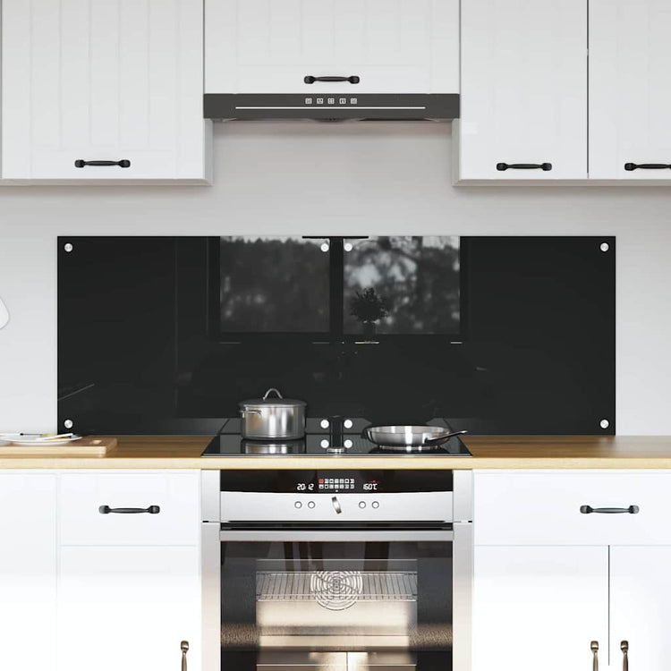 Vidaxl keukenachterwand 2 st zwart 70 x 50 cm gehard glas