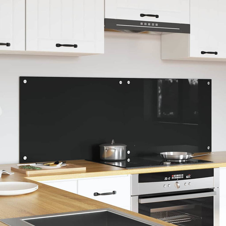 Vidaxl keukenachterwand 2 st zwart 70 x 50 cm gehard glas