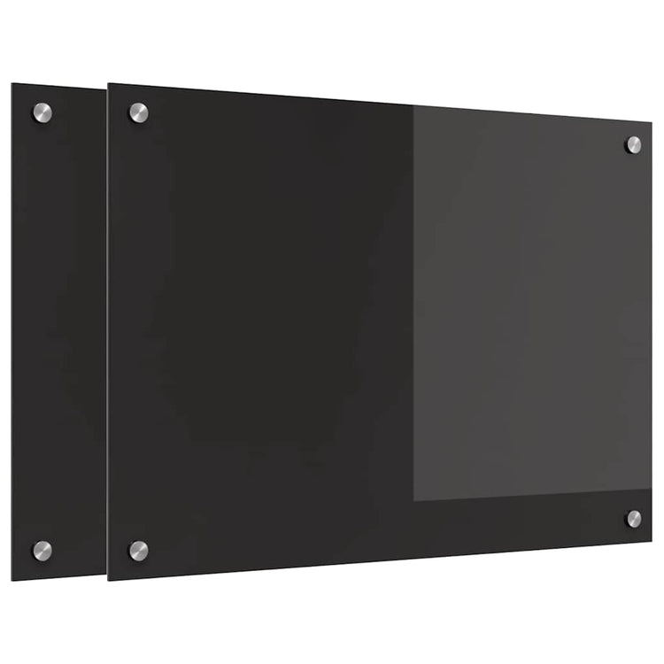Vidaxl keukenachterwand 2 st zwart 70 x 50 cm gehard glas