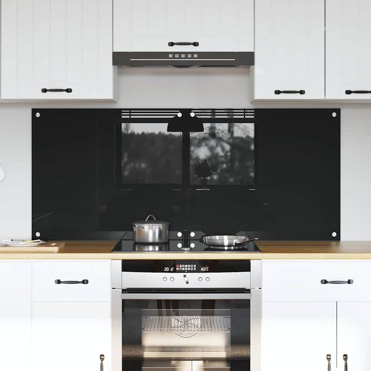 Vidaxl keukenachterwand 2 st zwart 70 x 60 cm gehard glas