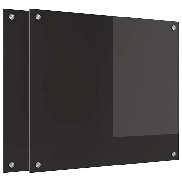Vidaxl keukenachterwand 2 st zwart 70 x 60 cm gehard glas