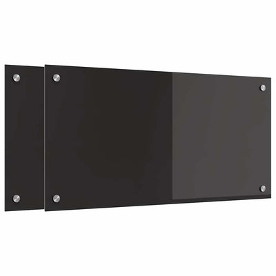 Vidaxl keuken achterwand 2 pcs zwart 80 x 40 cm gehard glas