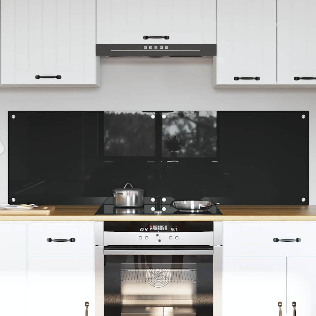 Vidaxl keukenachterwand 2 st zwart 80 x 50 cm gehard glas