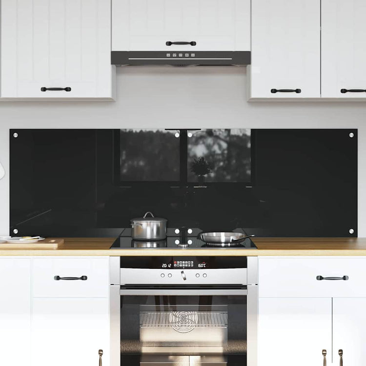 Vidaxl keukenachterwand 2 st zwart 80 x 50 cm gehard glas