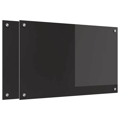 Vidaxl keuken achterwand 2 pcs zwart 80 x 50 cm gehard glas