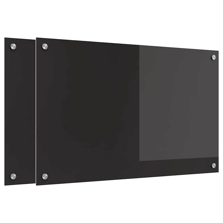 Vidaxl keukenachterwand 2 st zwart 80 x 50 cm gehard glas