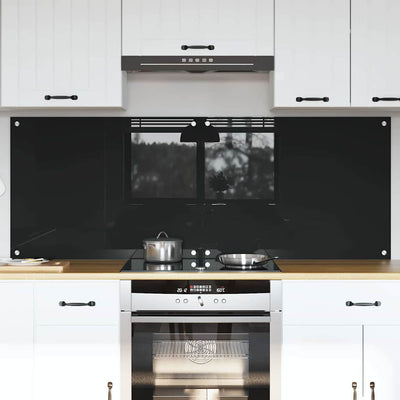 Vidaxl keuken achterwand 2 pcs zwart 80 x 60 cm gehard glas