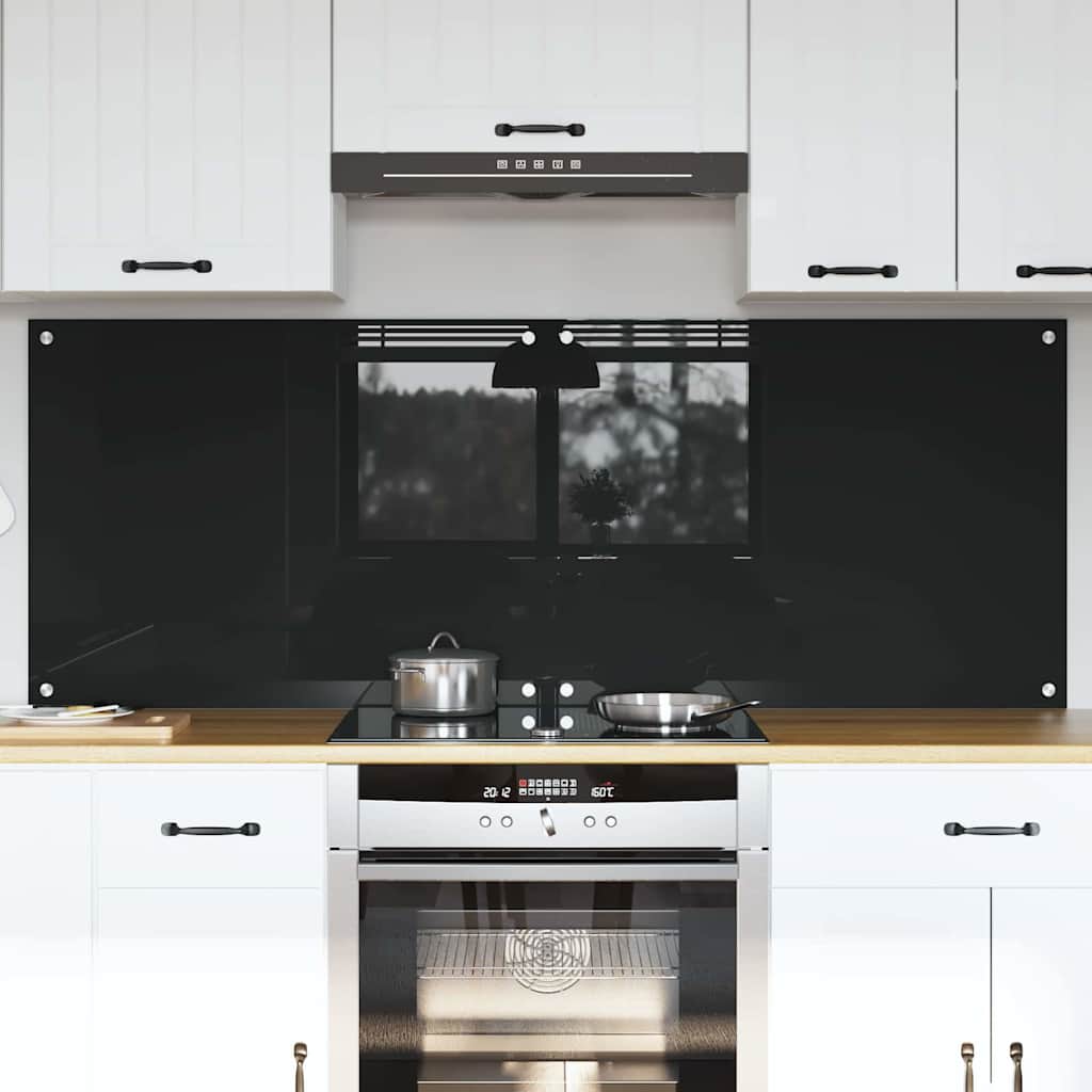 Vidaxl keukenachterwand 2 st zwart 80 x 60 cm gehard glas