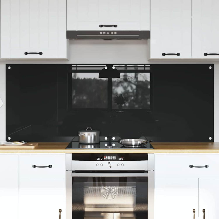 Vidaxl keukenachterwand 2 st zwart 80 x 60 cm gehard glas