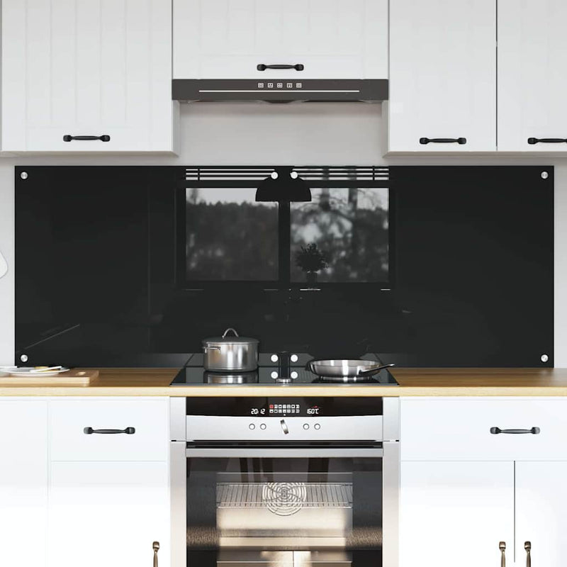 Vidaxl keuken achterwand 2 pcs zwart 80 x 60 cm gehard glas