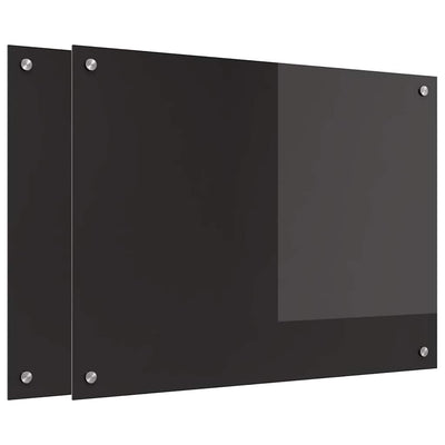 Vidaxl keuken achterwand 2 pcs zwart 80 x 60 cm gehard glas