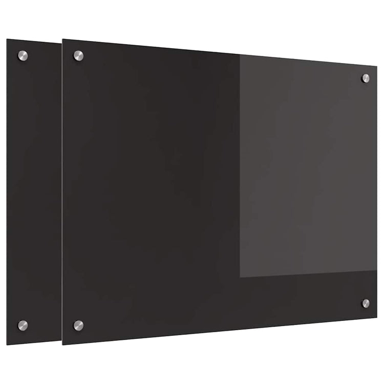 Vidaxl keukenachterwand 2 st zwart 80 x 60 cm gehard glas