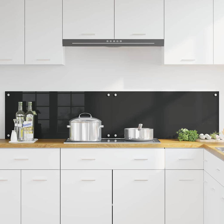 Vidaxl keukenachterwand 2 st zwart 90 x 40 cm gehard glas