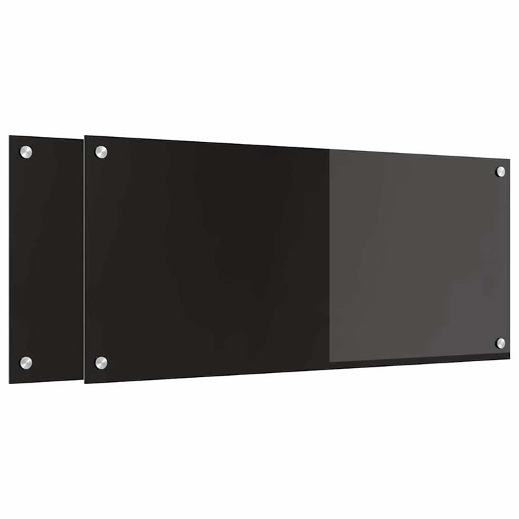 Vidaxl keukenachterwand 2 st zwart 90 x 40 cm gehard glas
