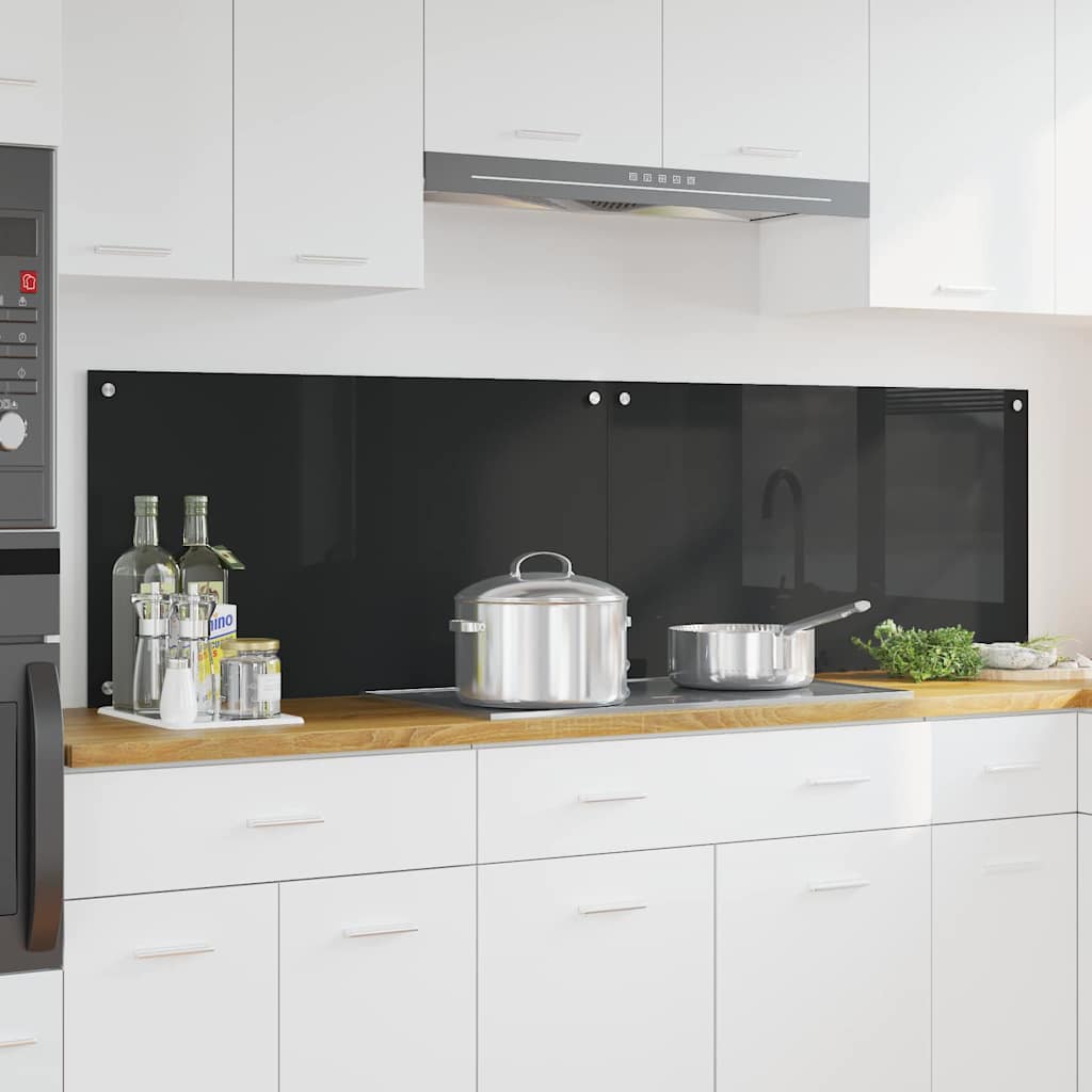 Vidaxl keukenachterwand 2 st zwart 90 x 50 cm gehard glas
