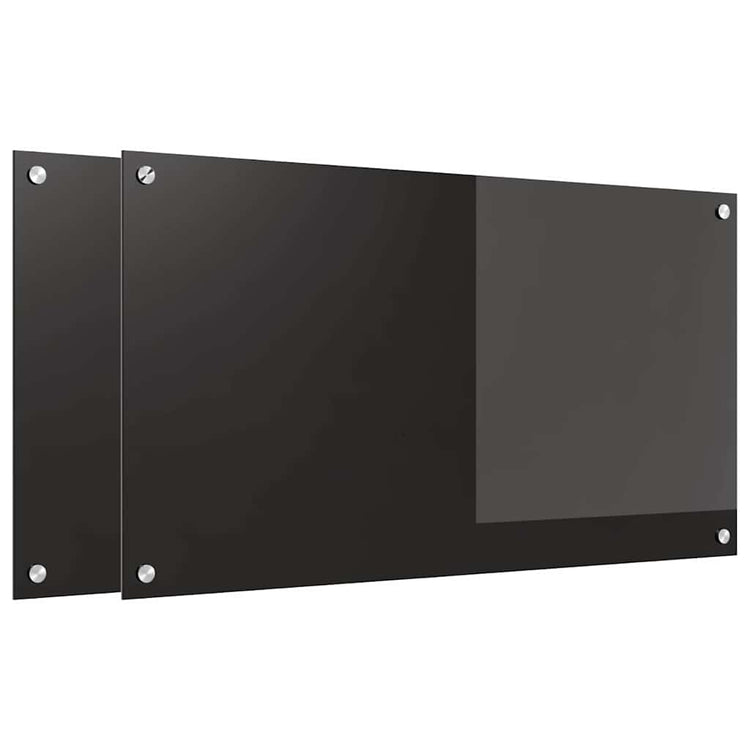 Vidaxl keukenachterwand 2 st zwart 90 x 50 cm gehard glas