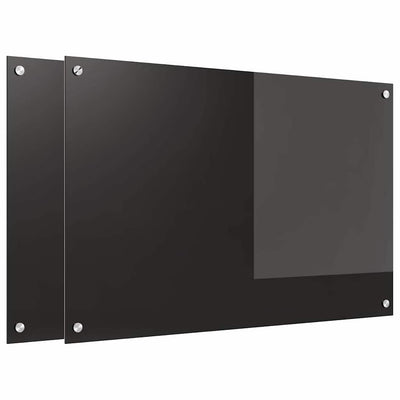 Vidaxl keuken achterwand 2 pcs zwart 90 x 60 cm gehard glas
