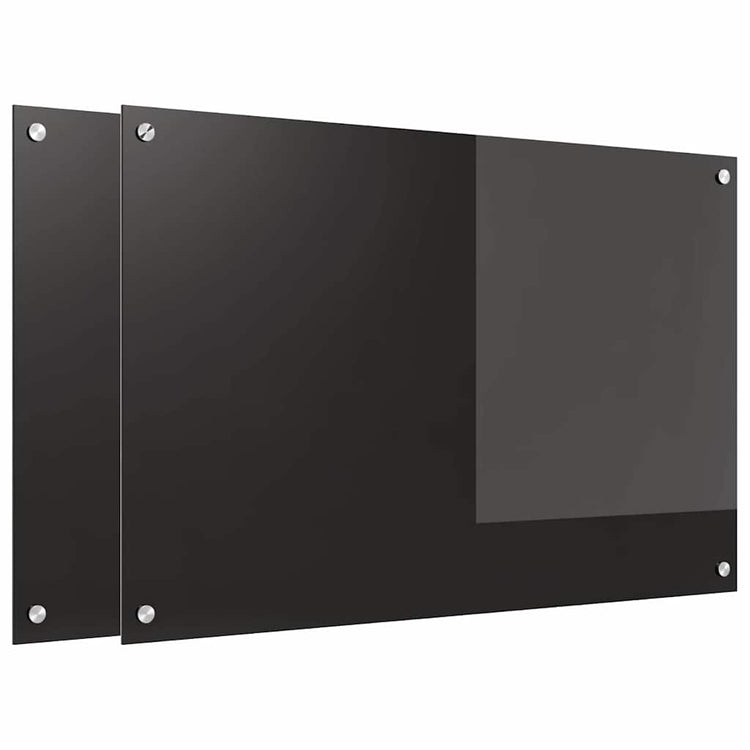 Vidaxl keuken achterwand 2 pcs zwart 90 x 60 cm gehard glas