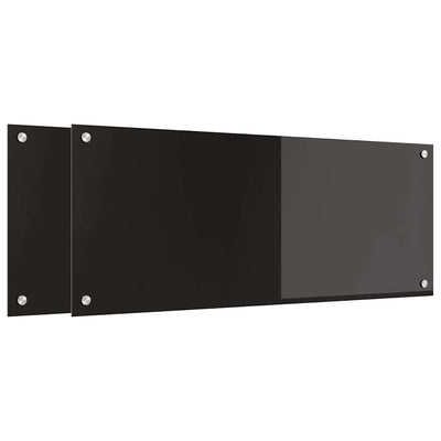 Vidaxl keuken achterwand 2 pcs zwart 100 x 40 cm gehard glas