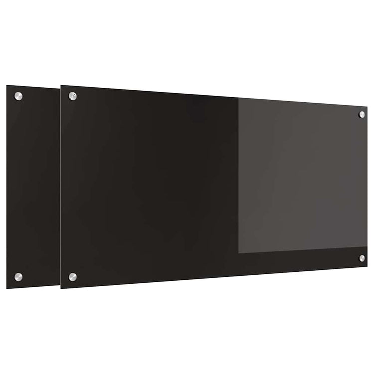 Vidaxl keukenachterwand 2 st zwart 100 x 50 cm gehard glas