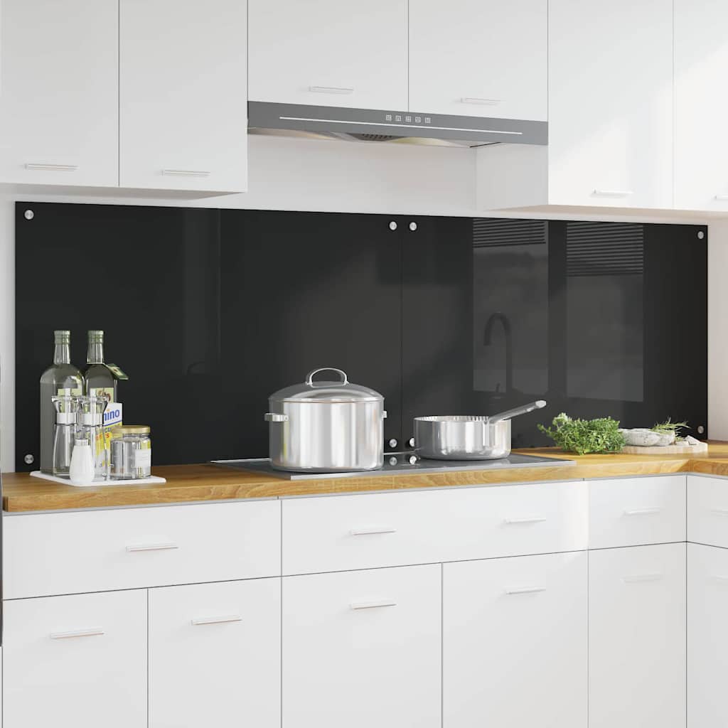 Vidaxl keuken achterwand 2 pcs zwart 100 x 60 cm gehard glas