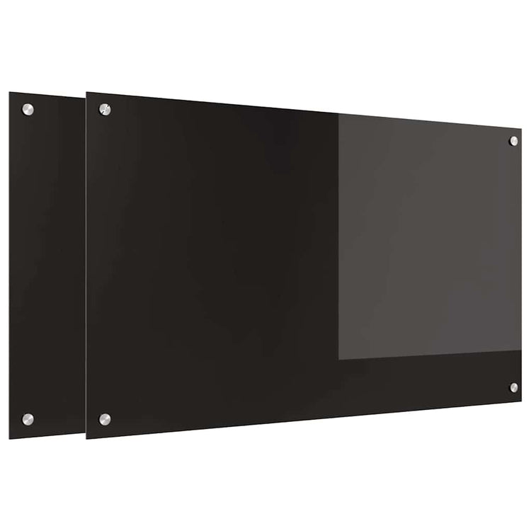 Vidaxl keuken achterwand 2 pcs zwart 100 x 60 cm gehard glas