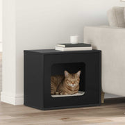 Vidaxl kattenhuis zwart 51 x 30 x 42,5 cm bewerkt hout - afbeelding 1