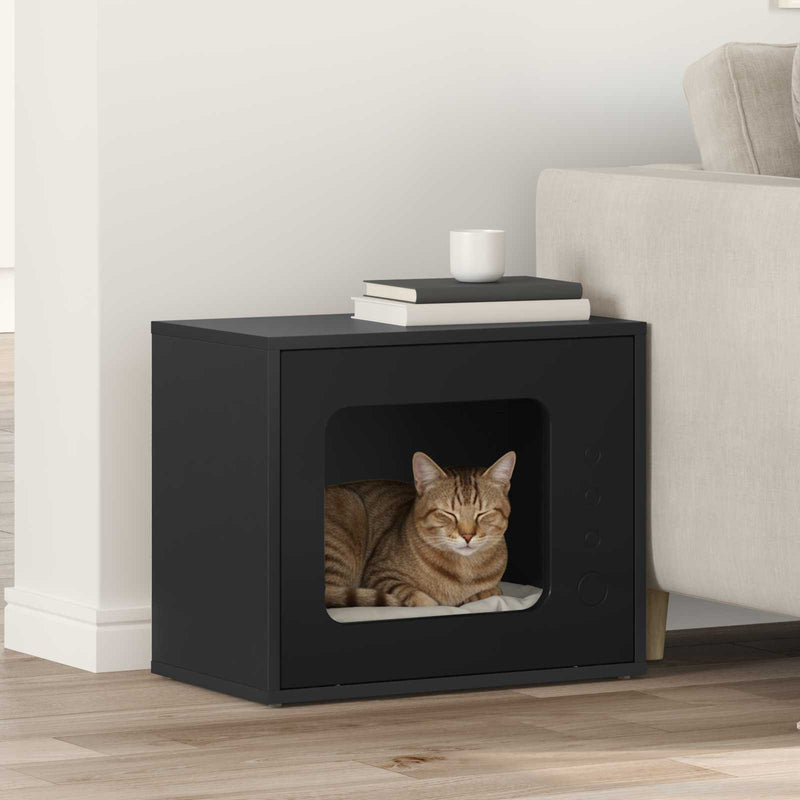 Vidaxl kattenhuis zwart 51 x 30 x 42,5 cm bewerkt hout