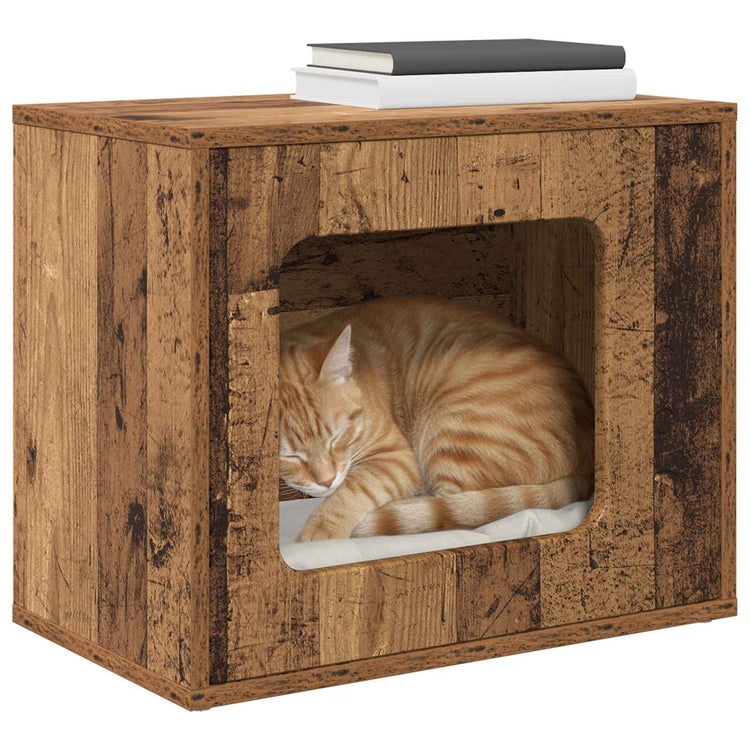 Vidaxl kattenhuis oudhout 51 x 30 x 42,5 cm bewerkt hout