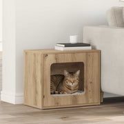 Vidaxl kattenhuis artisanaal eiken 51 x 30 x 42,5 cm bewerkt hout - afbeelding 1