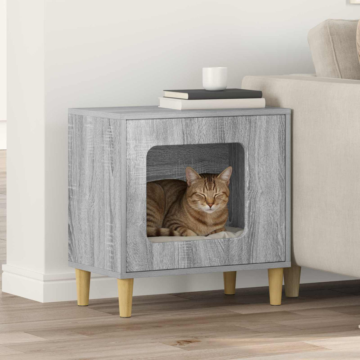 Vidaxl kattenhuis grijs sonoma 51 x 30 x 52 cm bewerkt hout