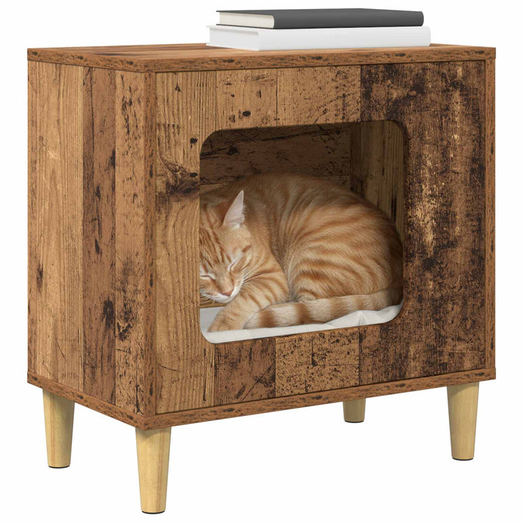 Vidaxl kattenhuis oud hout 51 x 30 x 52 cm bewerkt hout
