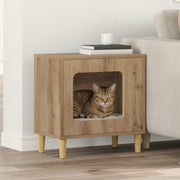 Vidaxl kattenhuis artisanaal eiken 51 x 30 x 52 cm bewerkt hout - afbeelding 1