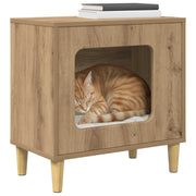 Vidaxl kattenhuis artisanaal eiken 51 x 30 x 52 cm bewerkt hout - afbeelding 3