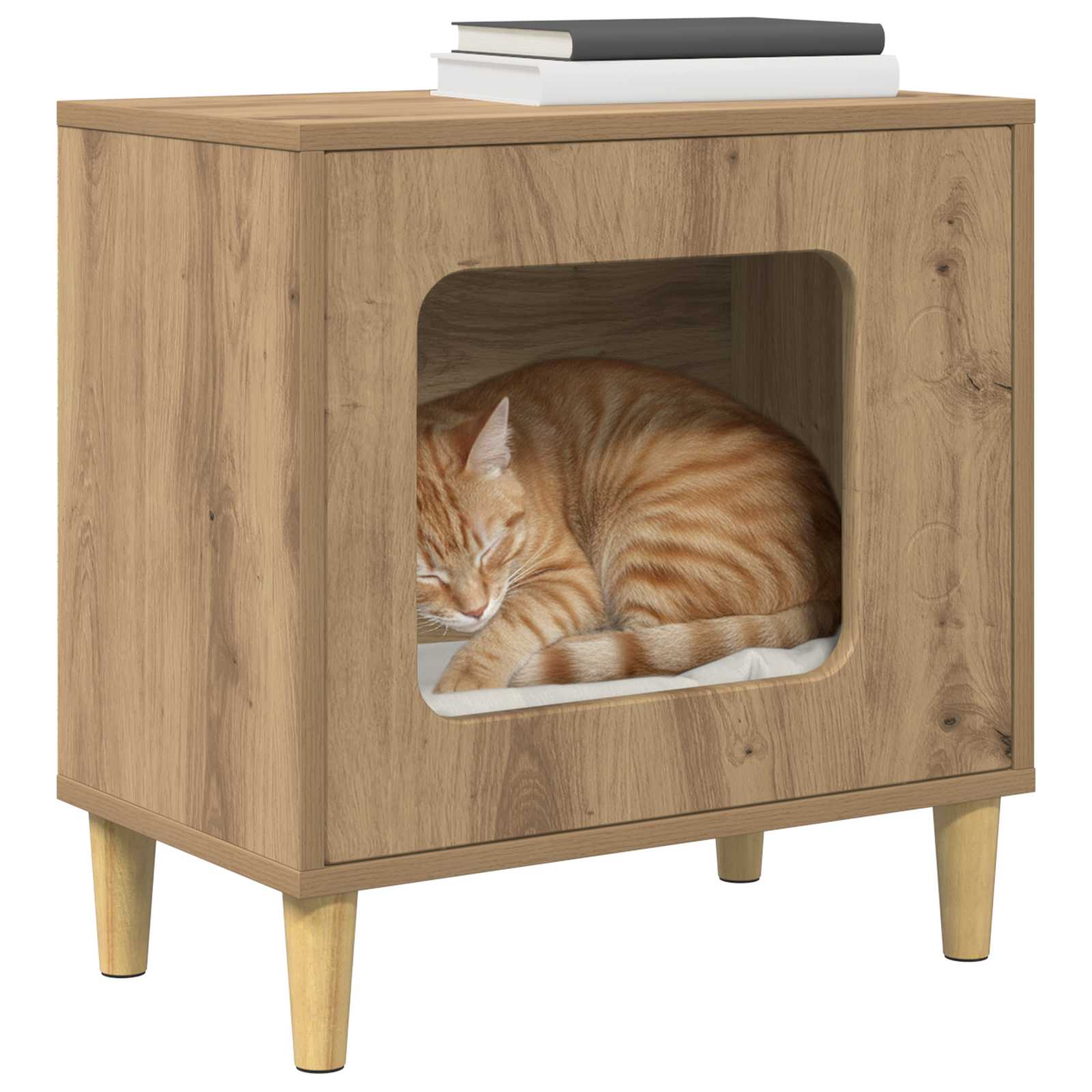 Vidaxl kattenhuis ambachtelijk eiken 51 x 30 x 52 cm bewerkt hout
