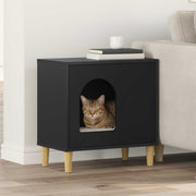 Vidaxl kattenhuis zwart 51 x 30 x 52 cm bewerkt hout - afbeelding 1