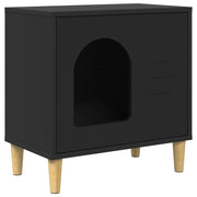 Vidaxl kattenhuis zwart 51 x 30 x 52 cm bewerkt hout - afbeelding 2