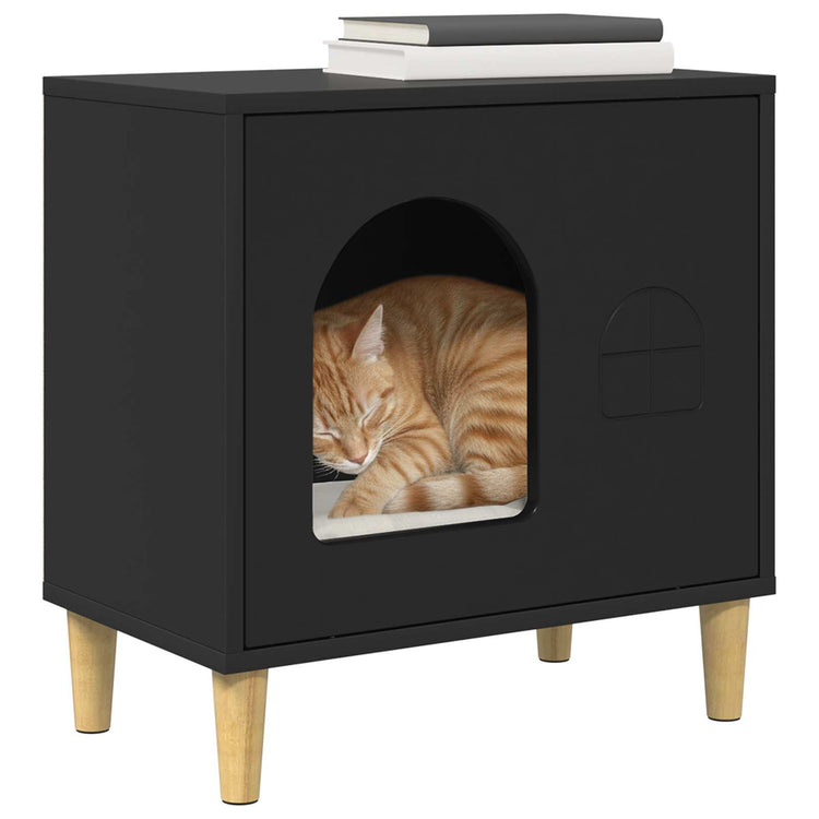 Vidaxl kattenhuis zwart 51 x 30 x 52 cm bewerkt hout