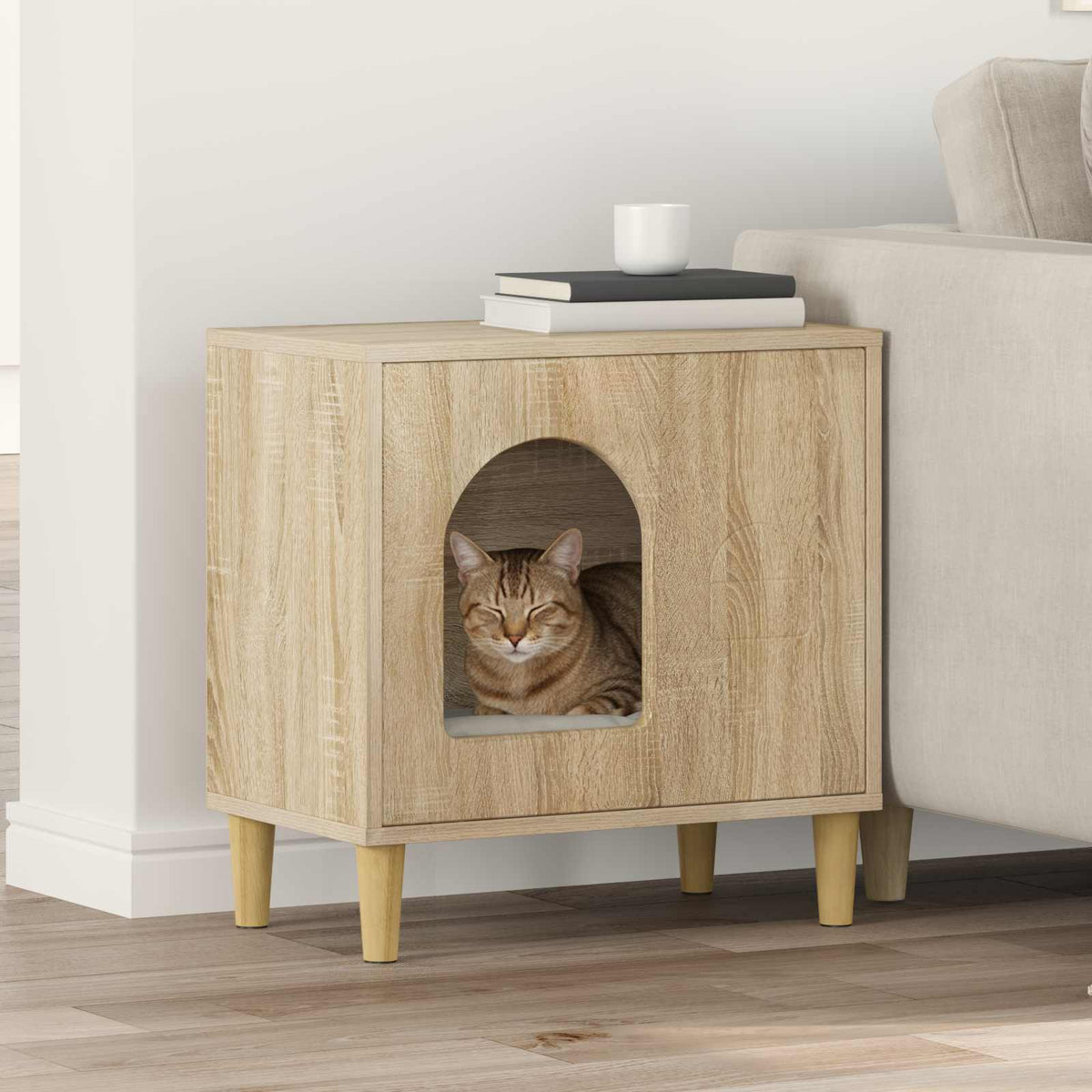Vidaxl kattenhuis sonoma eiken 51 x 30 x 52 cm bewerkt hout