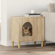 Vidaxl kattenhuis sonoma eiken 51 x 30 x 52 cm bewerkt hout - afbeelding 1