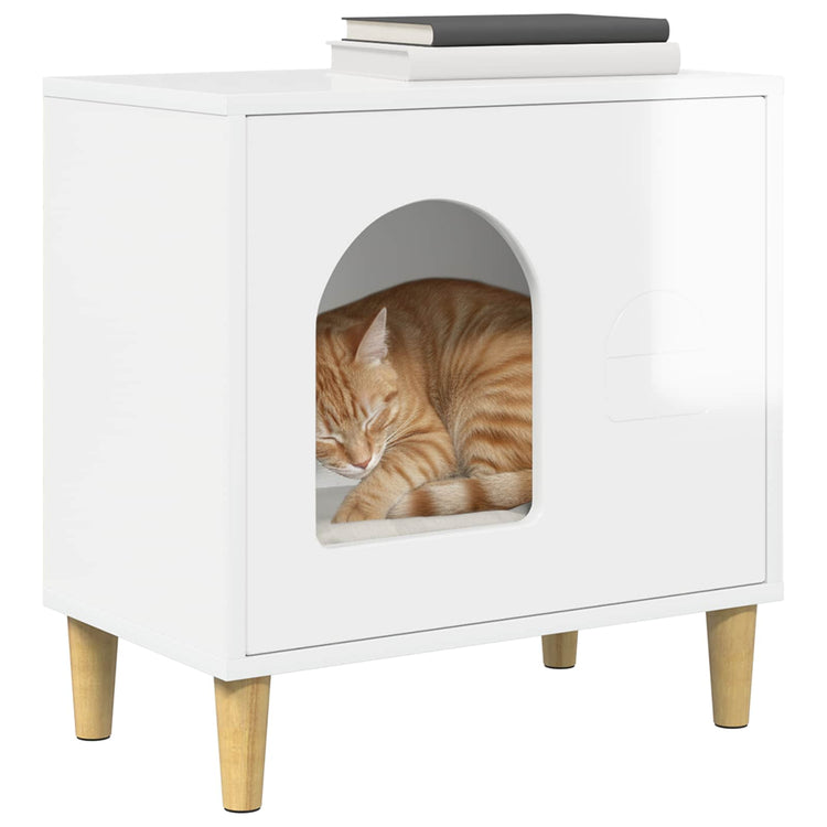 Vidaxl kattenhuis glanzend wit 51 x 30 x 52 cm bewerkt hout