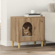 Vidaxl kattenhuis ambachtelijk eiken 51 x 30 x 52 cm bewerkt hout - afbeelding 1